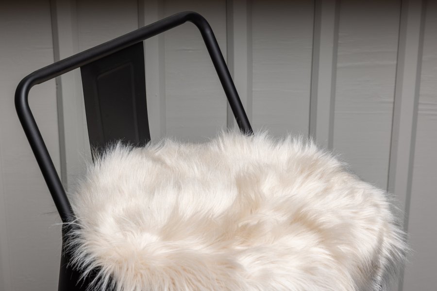 VENTURE DESIGN Katy sdeskind, rund - beige akryl falsk pels (34)