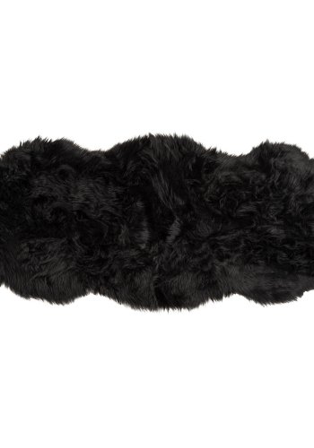 VENTURE DESIGN Katy skindtppe, rektangulr - sort akryl falsk pels (180x55)