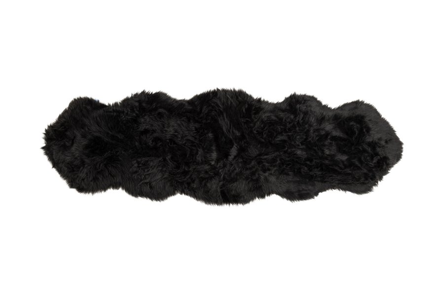 VENTURE DESIGN Katy skindtppe, rektangulr - sort akryl falsk pels (180x55)