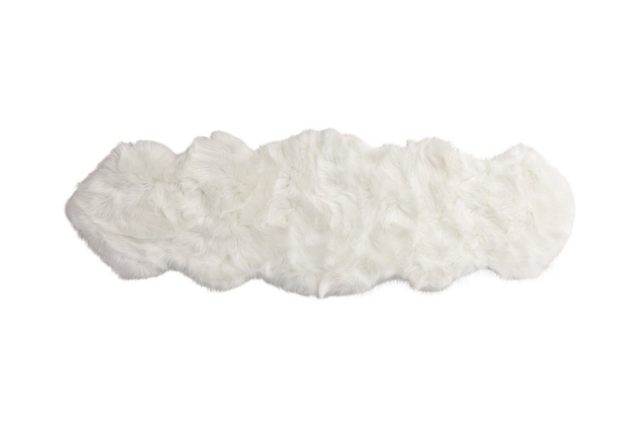 VENTURE DESIGN Katy skindtppe, rektangulr - hvid akryl falsk pels (180x55)