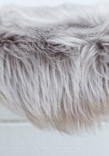 VENTURE DESIGN Katy skindtppe, rektangulr - gr akryl falsk pels (180x55)