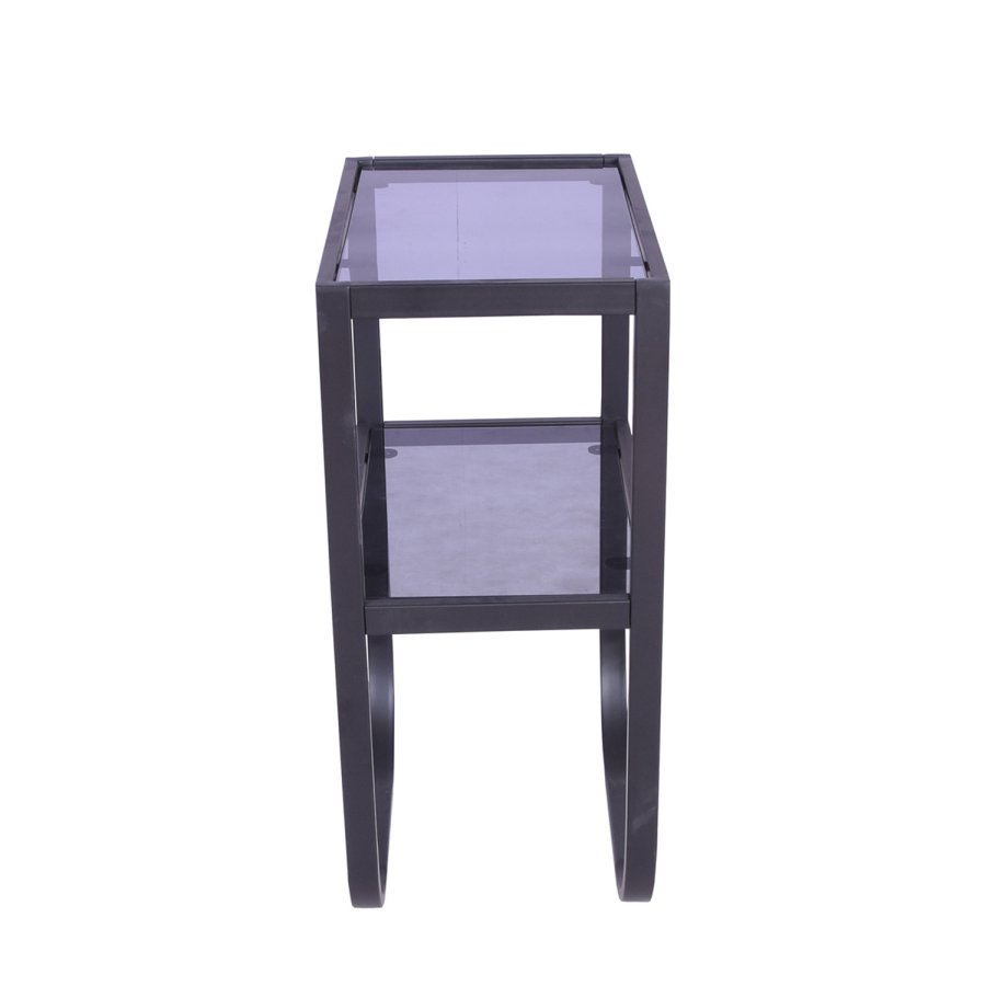 VENTURE DESIGN Rocker sengebord, m. hylde - gr rget glas og sort metal (45x30)