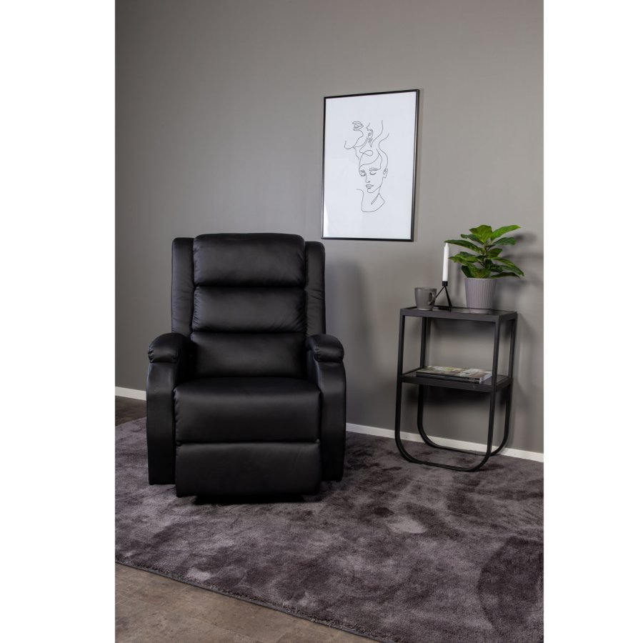 VENTURE DESIGN Rocker sengebord, m. hylde - gr rget glas og sort metal (45x30)