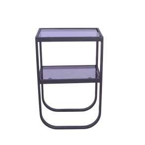 VENTURE DESIGN Rocker sengebord, m. hylde - gr rget glas og sort metal (45x30)