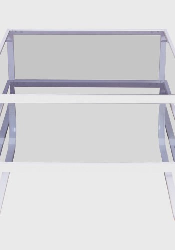 VENTURE DESIGN Rocker indskudsborde - gr glas og hvid metal (st á 2)