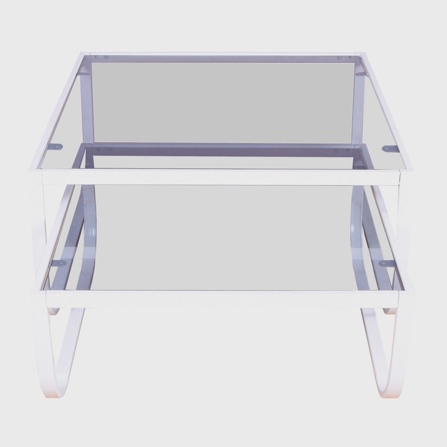 VENTURE DESIGN Rocker indskudsborde - gr glas og hvid metal (st á 2)