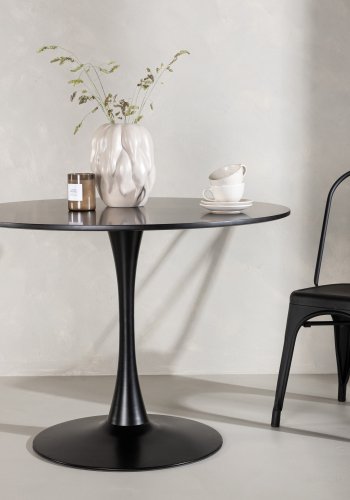 VENTURE DESIGN Glade spisebord, rund - sort MDF og sort stl (100)
