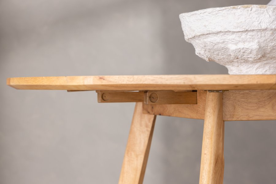 VENTURE DESIGN Yakidon spisebord, m. klap, rund - gummitr/MDF med egetrslook (120)