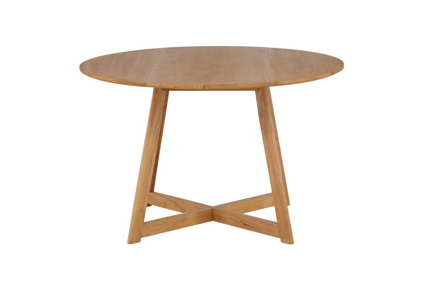 VENTURE DESIGN Yakidon spisebord, m. klap, rund - gummitr/MDF med egetrslook (120)