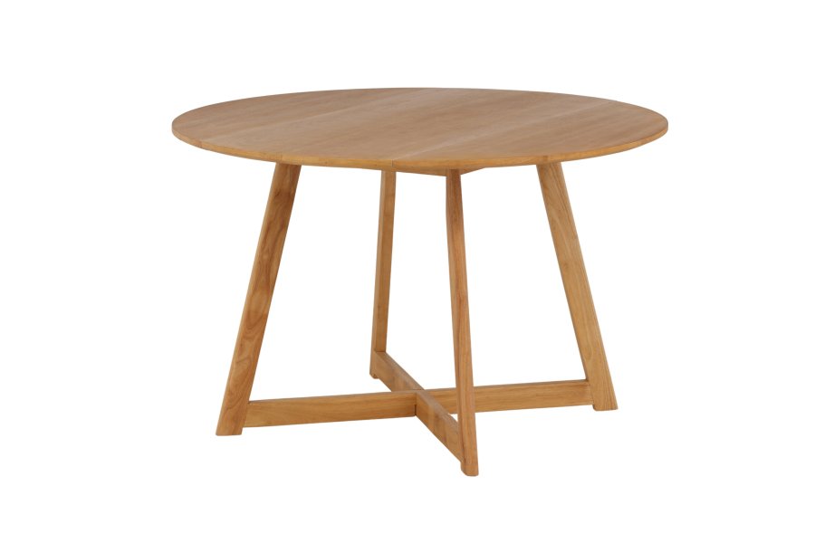 VENTURE DESIGN Yakidon spisebord, m. klap, rund - gummitr/MDF med egetrslook (120)