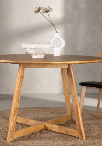 VENTURE DESIGN Yakidon spisebord, m. klap, rund - gummitr/MDF med egetrslook (120)