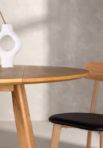 VENTURE DESIGN Yakidon spisebord, m. klap, rund - gummitr/MDF med egetrslook (120)