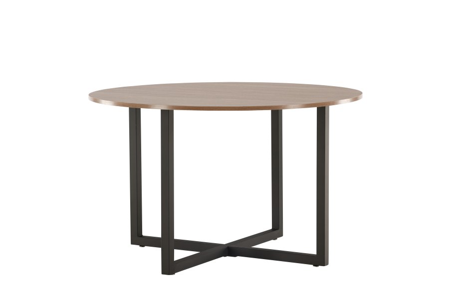 VENTURE DESIGN Durango spisebord, rund - valnddefarvet MDF og sort stl (120)