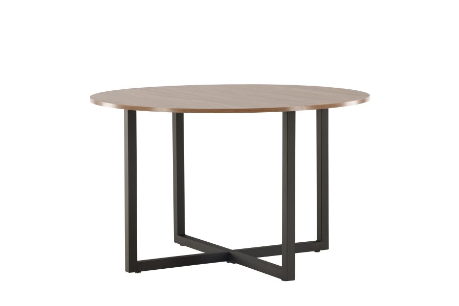 VENTURE DESIGN Durango spisebord, rund - valnddefarvet MDF og sort stl (120)