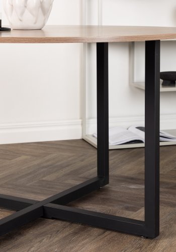 VENTURE DESIGN Durango spisebord, rund - valnddefarvet MDF og sort stl (120)