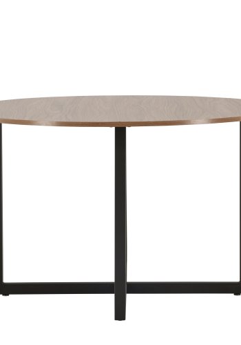 VENTURE DESIGN Durango spisebord, rund - valnddefarvet MDF og sort stl (120)