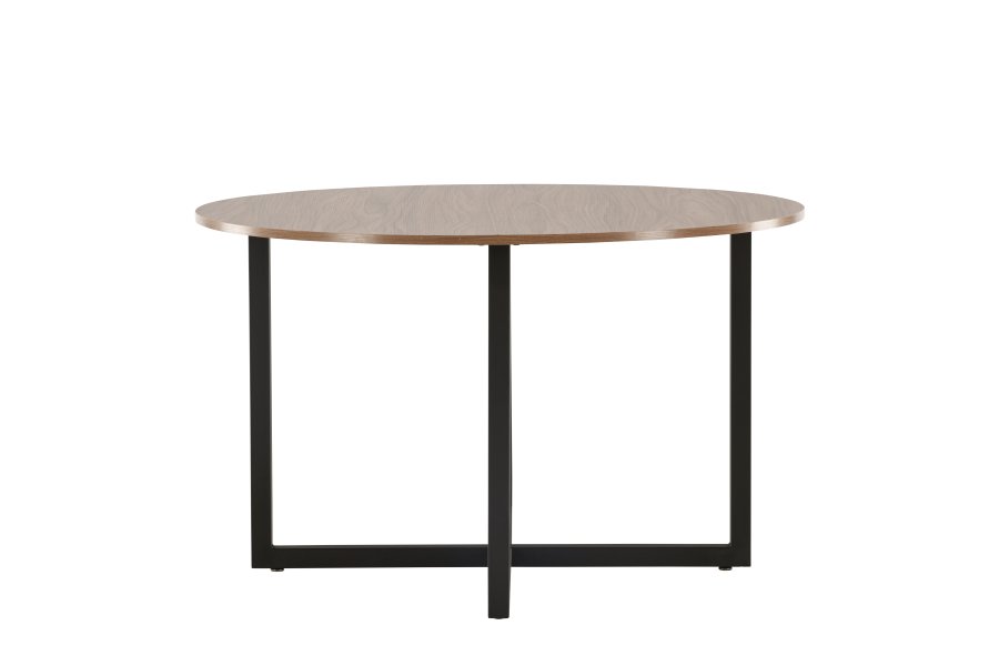 VENTURE DESIGN Durango spisebord, rund - valnddefarvet MDF og sort stl (120)