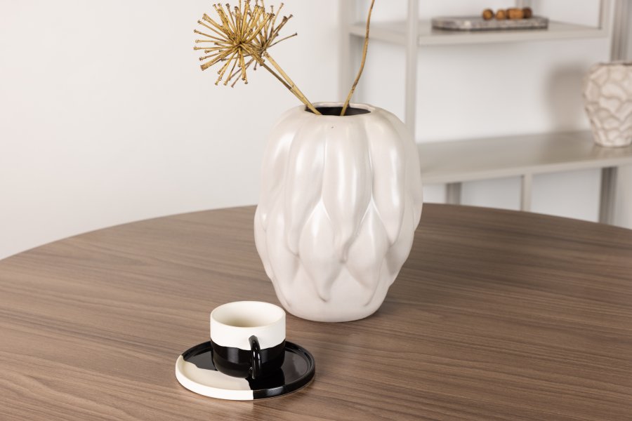 VENTURE DESIGN Durango spisebord, rund - valnddefarvet MDF og sort stl (120)