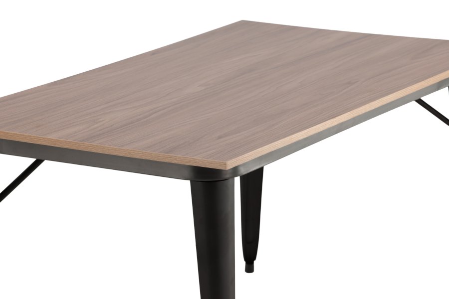 VENTURE DESIGN Tempe spisebord, rektangulr - valnd MDF og sort stl (140x80)