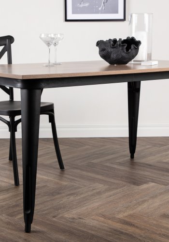 VENTURE DESIGN Tempe spisebord, rektangulr - valnd MDF og sort stl (140x80)
