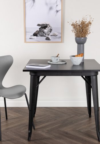 VENTURE DESIGN Tempe spisebord, kvadratisk - sort MDF og sort stl (80x80)