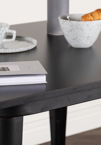 VENTURE DESIGN Tempe spisebord, kvadratisk - sort MDF og sort stl (80x80)