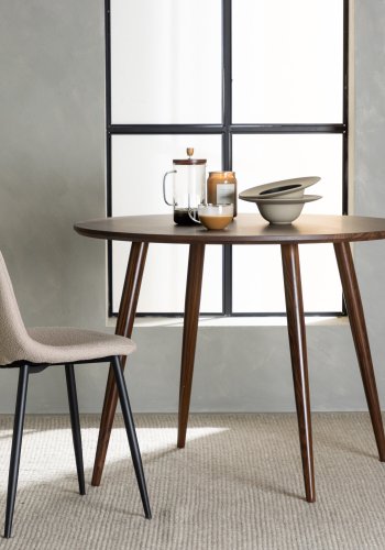 VENTURE DESIGN Sanford spisebord, rund - mrkebrun MDF og stl (100)