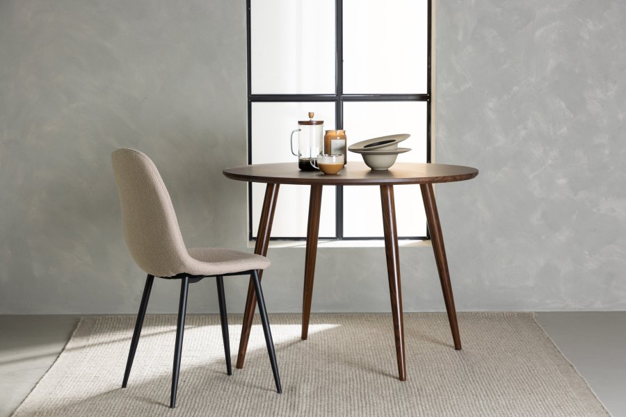 VENTURE DESIGN Sanford spisebord, rund - mrkebrun MDF og stl (100)