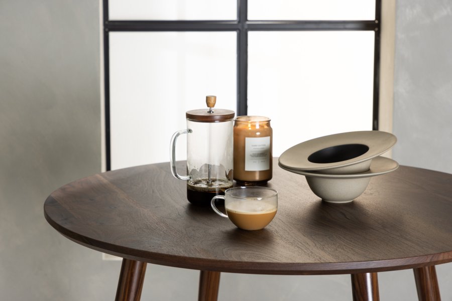 VENTURE DESIGN Sanford spisebord, rund - mrkebrun MDF og stl (100)