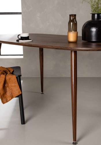 VENTURE DESIGN Sanford spisebord, oval - mrkebrun MDF og stl (180x90)