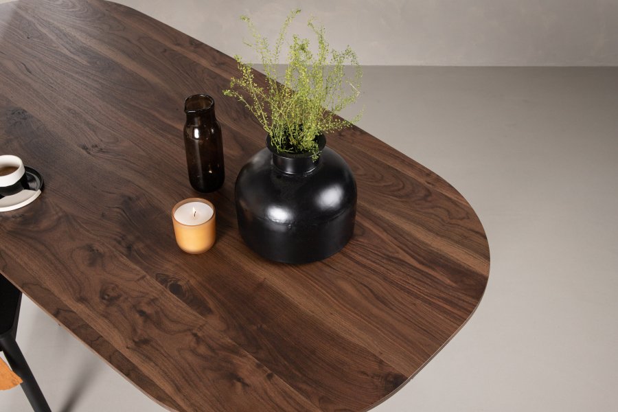 VENTURE DESIGN Sanford spisebord, oval - mrkebrun MDF og stl (180x90)