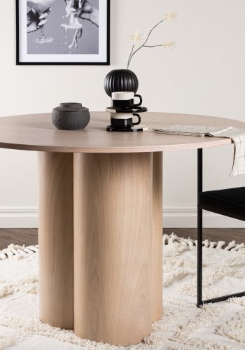 VENTURE DESIGN Olivia spisebord, rund - hvidkalket finér (110)