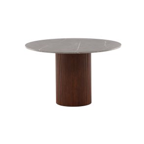 VIND COLLECTION Austin spisebord, rund - gr MDF med marmormnster og mrkebrun asketr (120)