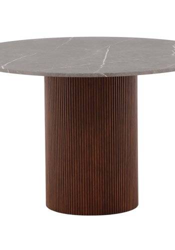 VIND COLLECTION Austin spisebord, rund - gr MDF med marmormnster og mrkebrun asketr (120)