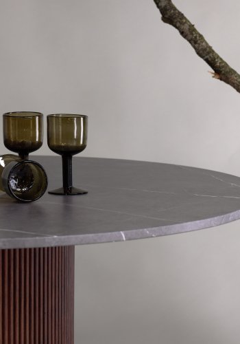 VIND COLLECTION Austin spisebord, rund - gr MDF med marmormnster og mrkebrun asketr (120)