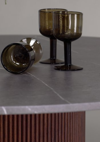 VIND COLLECTION Austin spisebord, rund - gr MDF med marmormnster og mrkebrun asketr (120)