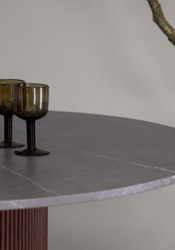 VIND COLLECTION Austin spisebord, rund - gr MDF med marmormnster og mrkebrun asketr (120)