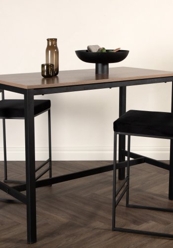 VENTURE DESIGN Camden barbord, rektangulr - valnddefarvet MDF og sort stl (120x60)