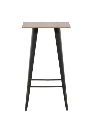 VENTURE DESIGN Tempe barbord, m. fodsttte, kvadratisk - valnd MDF og sort stl (60x60)