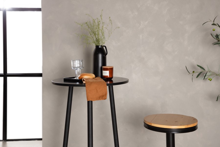 VENTURE DESIGN Plaza barbord, rund - sort MDF og sort stl (60)