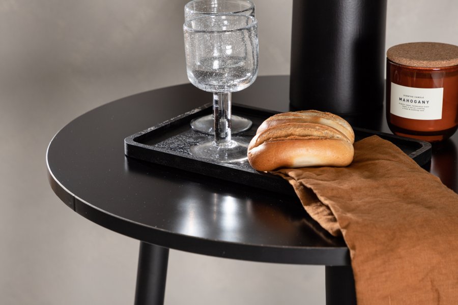 VENTURE DESIGN Plaza barbord, rund - sort MDF og sort stl (60)