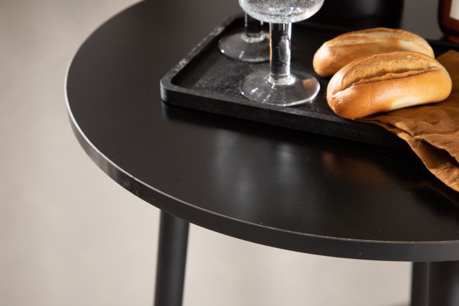 VENTURE DESIGN Plaza barbord, rund - sort MDF og sort stl (60)