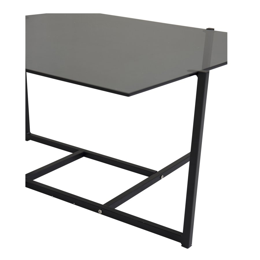 VENTURE DESIGN Hybrid sofabord - gr glas og sort jern (80x80)