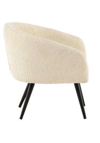 VENTURE DESIGN Fluffy brnestol - hvid bamsestof polyester og sort stl
