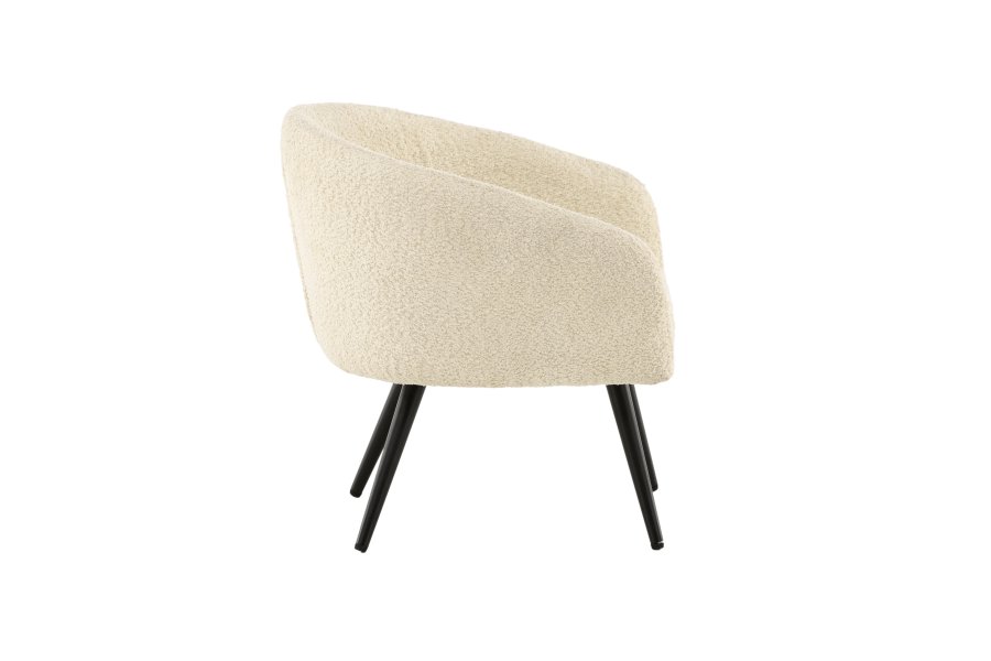 VENTURE DESIGN Fluffy brnestol - hvid bamsestof polyester og sort stl