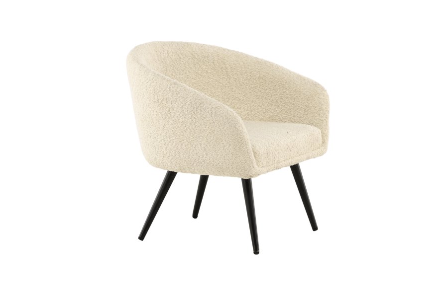 VENTURE DESIGN Fluffy brnestol - hvid bamsestof polyester og sort stl