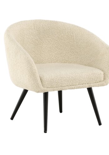 VENTURE DESIGN Fluffy brnestol - hvid bamsestof polyester og sort stl