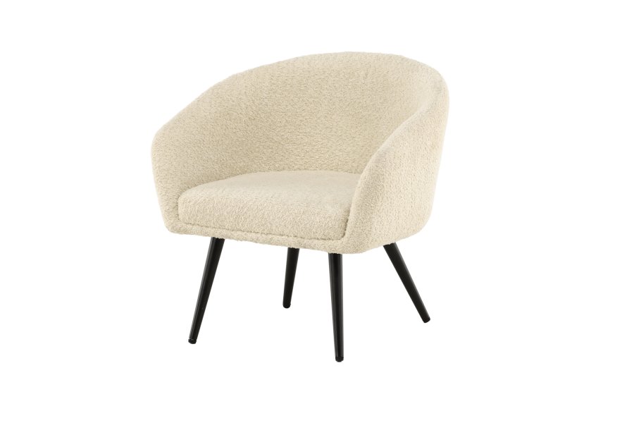 VENTURE DESIGN Fluffy brnestol - hvid bamsestof polyester og sort stl