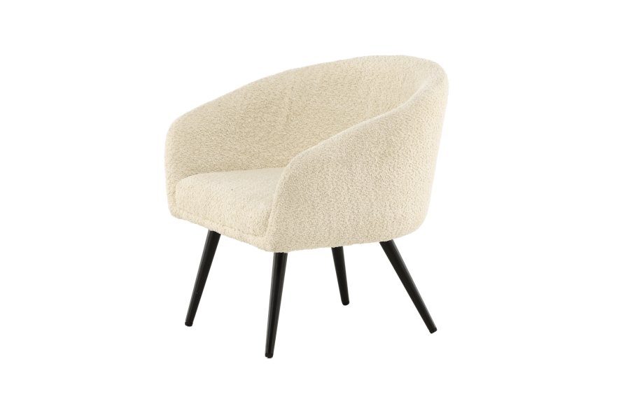 VENTURE DESIGN Fluffy brnestol - hvid bamsestof polyester og sort stl