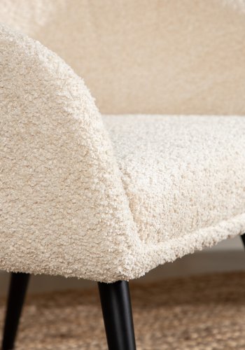 VENTURE DESIGN Fluffy brnestol - hvid bamsestof polyester og sort stl